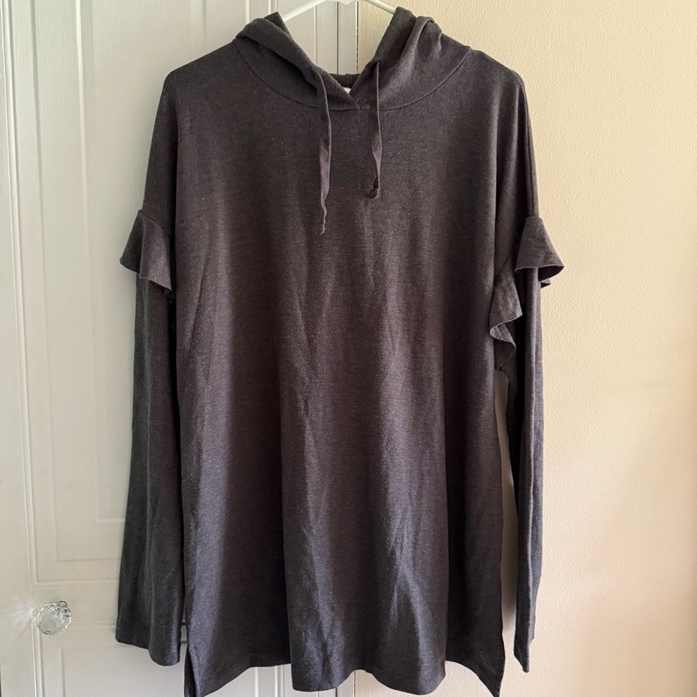 Mimi Maternity‎ Ruffle Hoodie Size Large Womens Charcoal Hoodie Size Large
